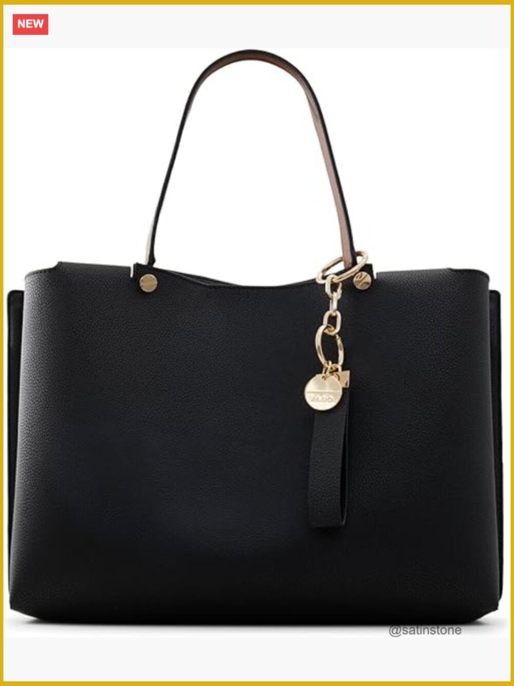 Faux Leather Tote Bag with Adjustable Shoulder Strap